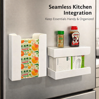 Refrigerator Organizer for Families, Wall Mounted Kitchen Tissue and Split Wet Wipe Dispenser