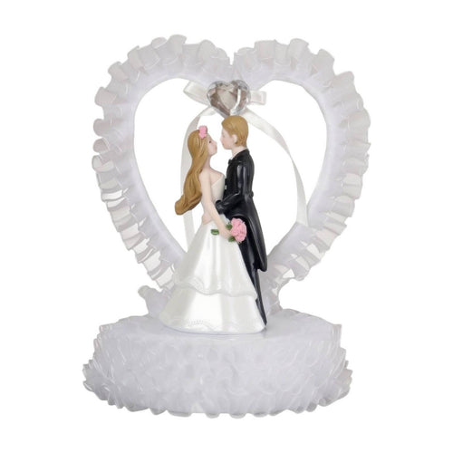 Couple Figurine with Heart Frame Decorative Tabletop Ornament Whimsical