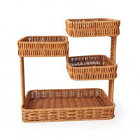 Rattan Basket Rack Woven Candy Display Rack Handmade for Kitchen Counter