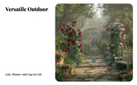 Classic Garden Gate Garden Arch Planter Arbor Outdoor Rust Resistant Iron Construction Intricate Scrollwork Suitable for Courtyard Gardeners Villa Entryway