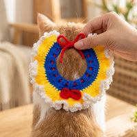Knitted Pet Scarf 2-Pack, Hand-Crocheted Acrylic Dog Scarf and Cat Scarf, Handmade Costume Accessories for Dogs Cats Christmas Outfit, 25-30cm