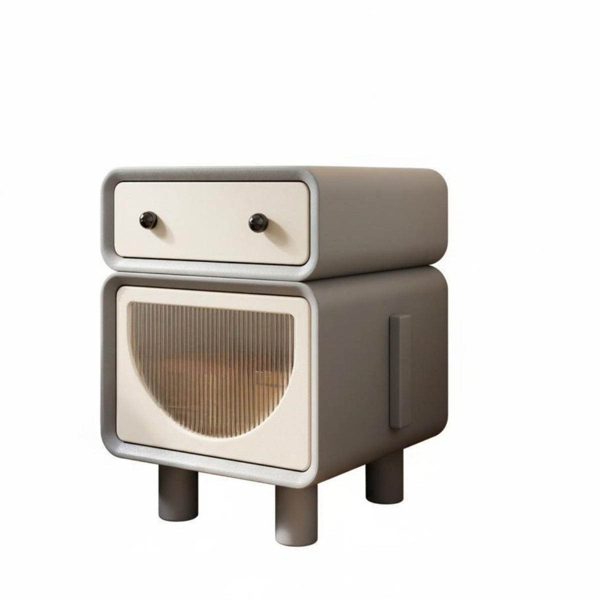 Nightstand with Drawers For Small Spaces cumulusShaped End Table Rounded Corners