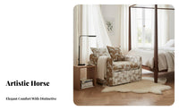 Down Feather Filling Horse Pattern Settee Removable and cleanable Cover 2-Seater Settee Padded padding Loveseat adaptable Use for Homeowners, Apartment Dwellers, Interior Designers, Living Room, Bedroom, Entryway, Office
