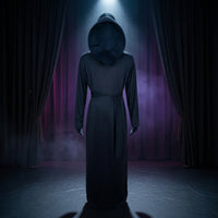 Hooded Specter Costume Spandex Black Specter Robe Reinforced Stitching Festive Wear
