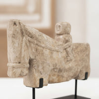 Horse Ornament with Metal Stand Vintage Horse Sculpture Timeworn Aesthetic Figurine for Living Room, Bookshelf