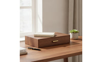 Walnut Desk Organizer with Drawer Wooden Desktop Storage Box with Drawer Sustainable Wood Desk Organizer for Students