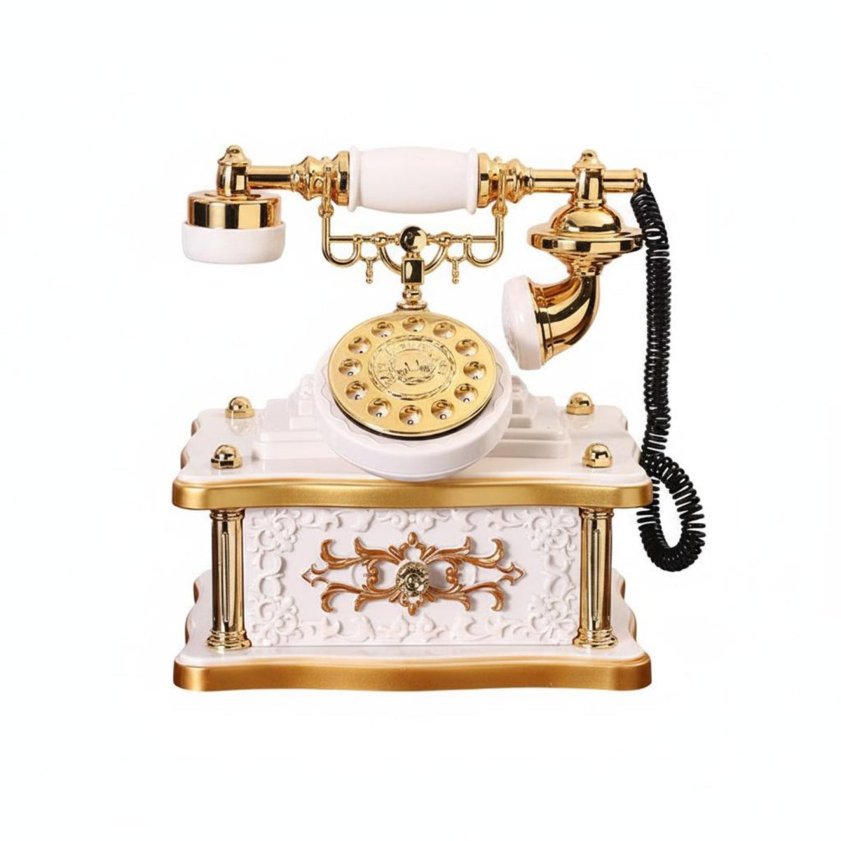 Retro Telephone Melody Box Wind-up Antique Design Desk Phone Decor Nostalgic
