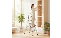 Anti-Slip A-Shaped Ladder with Handrail Folding Step Ladder with Handrails Wide Space-Saving for Homeowners