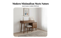 Modern Minimalist aesthetic Extendable Dressing Table Set tap-sensitive Control Vanity with Storage Cabinet illuminated Light Mirror Makeup Desk Space-Saving for Women, Adults, Teens, Apartment