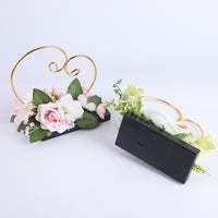 Simulated Rose Floral Arrangement with Diamond Ring and Heart Stand for Weddings and Home Decor