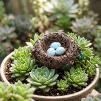Bird Nest with Eggs Resin Mini Artificial Bird Nest Rustic Ornament for Crafters, Collectors, Fairy Garden Areas, Photography
