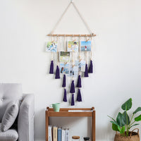 Woven Cotton Rope Wooden Stick Photo Clip Hanging Wall Tapestry