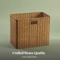 Woven Basket with Handles Imitation Rattan Design Household Storage for Students