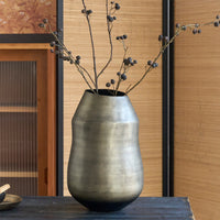 Indian Imported Aluminum Antique Bronze Flower Vase Ornament for Chinese-Style Showroom Living Room Entryway