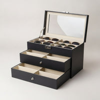 Eyeglass Storage Box Transparent Top Eyewear Organizer with Drawer for Showroom