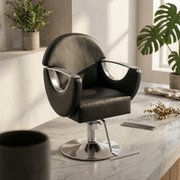 Hydraulic Styling Chair Round Base Salon Styling Chair Polished Finish