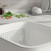 Double Layer Drain Basket Easy Draining 2 in 1 Colander Bowl Set Large Capacity