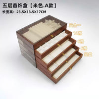 Five-Layer Walnut Jewelry Box with Drawers for Desktop Storage