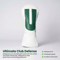 Golf Club Head Covers Set, PU Material, Interchangeable Number Tags, Golf Wood Covers for Driver Hybrid, Gift for Golfers