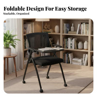 Rolling Chair with Writing Tablet Space-Saving Office Furniture Ergonomic Design
