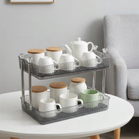Double-Layer Transparent Storage Rack, Countertop Spice Shelf, Space-Saving for Office and Children's Room