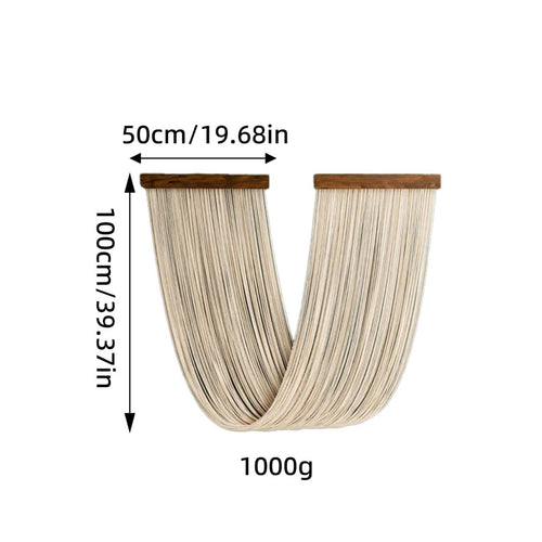 Cotton Cord Wall Hanging Wooden Rod Boho Wall Tapestry Multi-Tone for Hotel Room