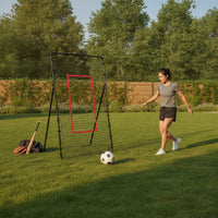 Rectangular Training Net with Target Cylindrical Rebound Goal Angled Pitchback Net Versatile for Backyard