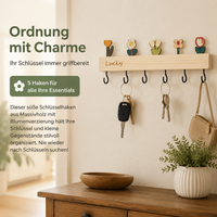 Solid Oak Key Rack, Handmade for Hallway & Entryway, Mini Key Holder with 3 Hooks for Wall Mounting