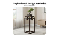 Chinese Design Oriental Flower Pedestal Zen Aesthetic Plant Stand Floor-Standing Home Furnishing Solid Wood Construction for Collectors, Living Room, Balcony, Entryway, Office