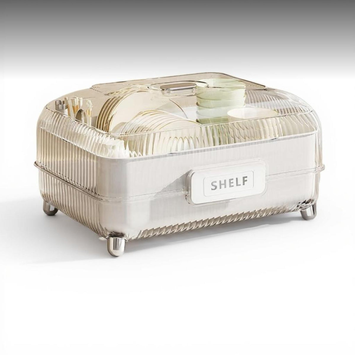 Kitchen Utensil Storage Box with Lid and Draining Rack
