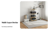 High-fidelity Amplifier Stand Multi-tier Equipment Rack with Rolling Wheels Heavy Duty Audio Shelf Stable Metal Frame Engineered Wood Shelves Suitable for Audiophiles Home Theater Enthusiasts Conference Rooms Office Use