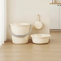 Household Portable Large Capacity Water Bucket Set with Basin and Ladle for Dormitory and Multi-functional Storage