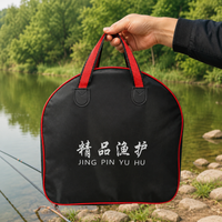 Waterproof Fishing Rod Sleeve for Rod Protection, Black Square 2-Layer Fishing Bag, Thickened Portable Pouch with Steel Ring