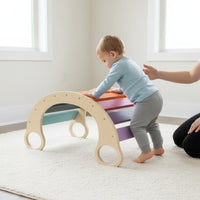 Rocking Climbing Arch Rounded Rounded Edges Kids Climbing Arch Wooden Rainbow Balance Board Non-Formaldehyde Glue Kids Indoor