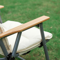Portable Camping Chair Foldable Folding with Wooden Armrests No Assembly Required Beach Outdoor Chair for Anglers, Patio