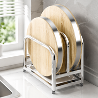 Cutting Board and Pot Lid Holder, Thickened Silver Steel, Hygienic Kitchen Drainer, Multifunctional Countertop Organizer