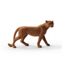 Leopard Figurine Flocked Leopard Statue Velvet-Textured Ornament for Decorators, Shelf