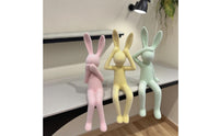 3 Pieces Flocked Rabbit Figurine Soft Velvet Texture Table Ornament for Bedroom
