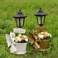 Solar Angel Statue Waterproof Resin Fairy Garden Light Welcome Sign for Patio