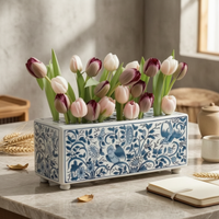 Rectangular Flower Vase Perforated Home Decor Decorative