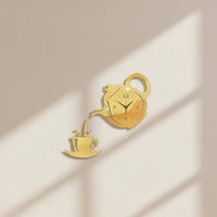 Decorative Acrylic Wall Timepiece Tea Pot and Cup Pattern Noiseless Wall