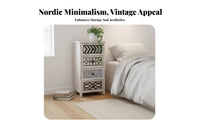 2-Drawer Nightstand Nordic aesthetic Bedside Table Distressed Finish Vintage Look for Interior Decorators