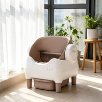 Self Cleaning Automatic Cat Litter Box High-Sided Electric Litter Box Handsunobstructed Pet Toilet Freestanding for Cats, Laundry Room, Balcony, Bedroom