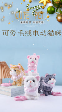 Electric Plush Cat Toy with Walking, Sound, and Mimicry