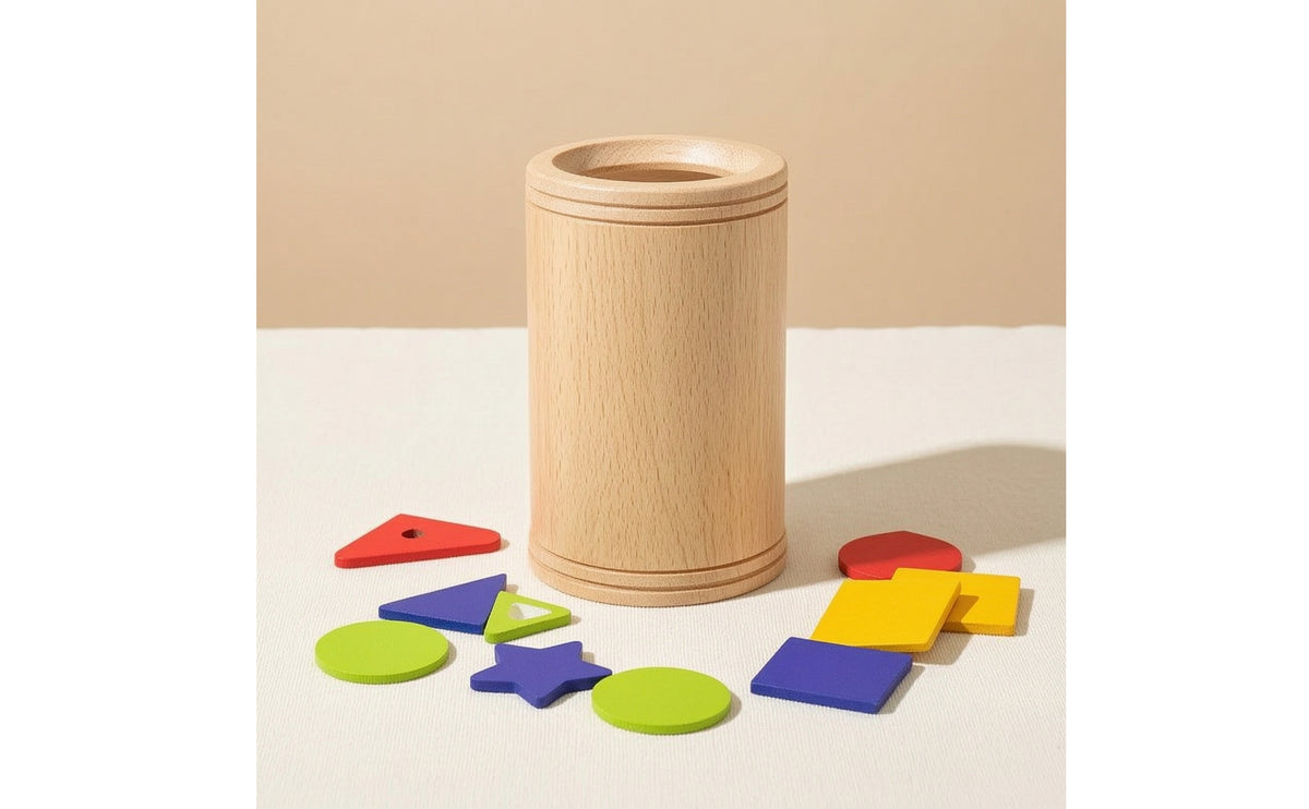 Shape Sorting Cylinder Montessori Wooden Shape Sorter Educational for Young Children, Preschoolers, Home, Preschool, Tabletop