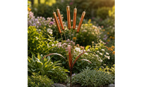 5 Pieces Metal Wind Chimes with Stake Rustic Cattail Garden Stake for Patio