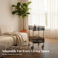 3-Tier Rolling Shelf Multi-Functional 3-Tier Rolling Cart Rustproof for Bathroom