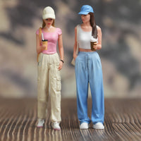 4 Pieces 4 Women Figurines Detailed Finish Painted Lady Miniatures for Dollhouse