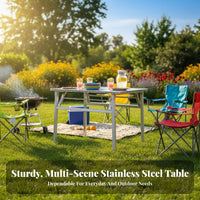Rectangular Camp Desk Foldable Adjustable Height Utility Table Space-Saving sturdyDuty for Students, Families, Barbecue
