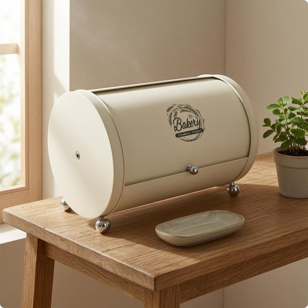 Cylindrical Storage Box Rounded Ends Metal Storage Box Front-Opening